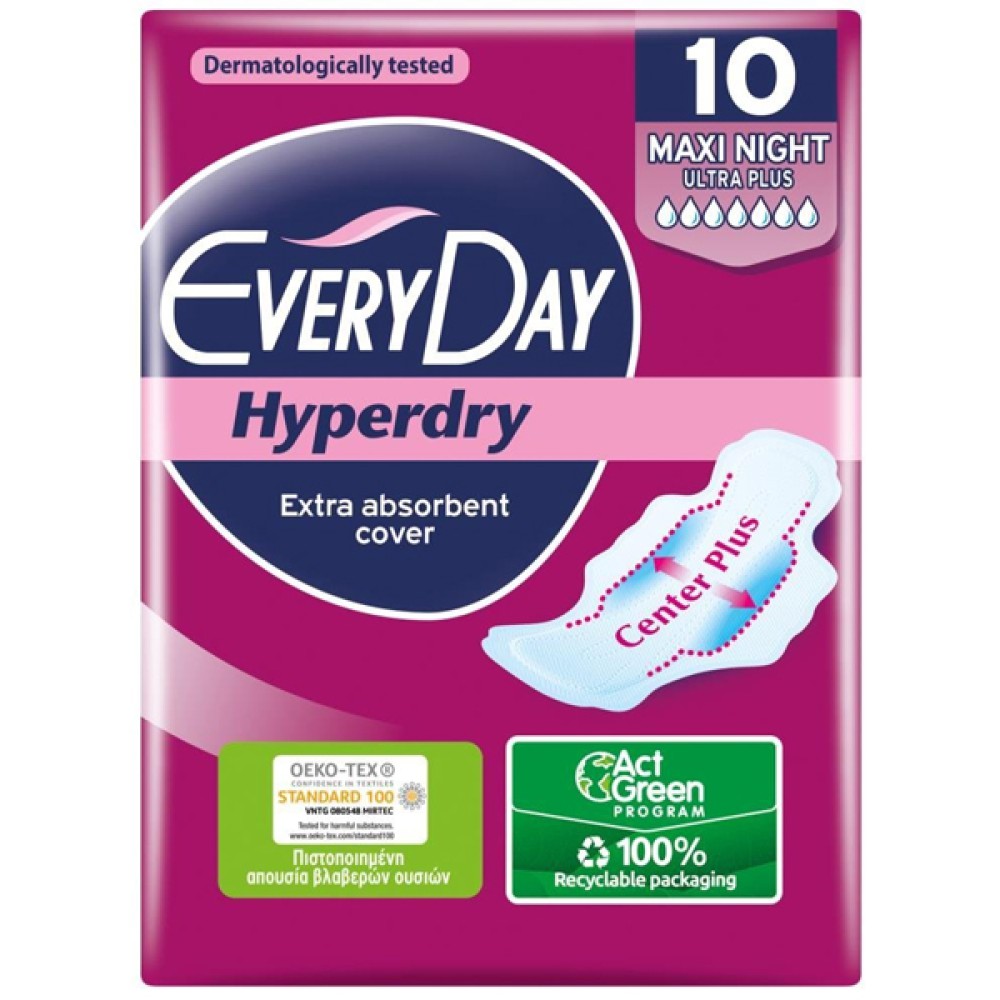 EVERYDAY Hyperdry Σερβιέτες (10 Τεμ) - Maxi Night (7D)