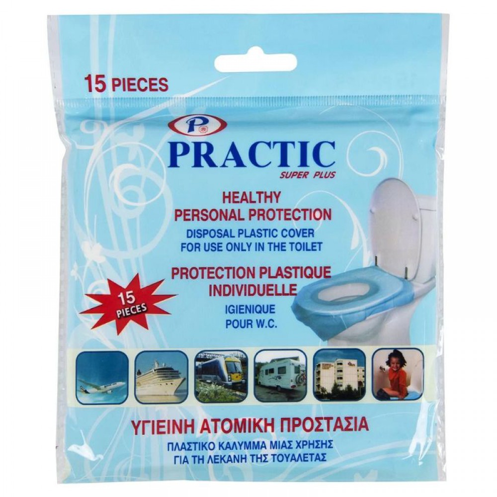 Practic Καλύμματα Καθίσματος Λεκάνης Πλαστικά Μίας Χρήσης (15 τμχ)