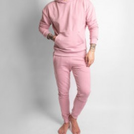 Unisex φούτερ με κουκούλα και μαύρο σχέδιο - ροζ, μέγεθος S